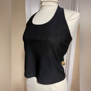 Black shimmery halter top